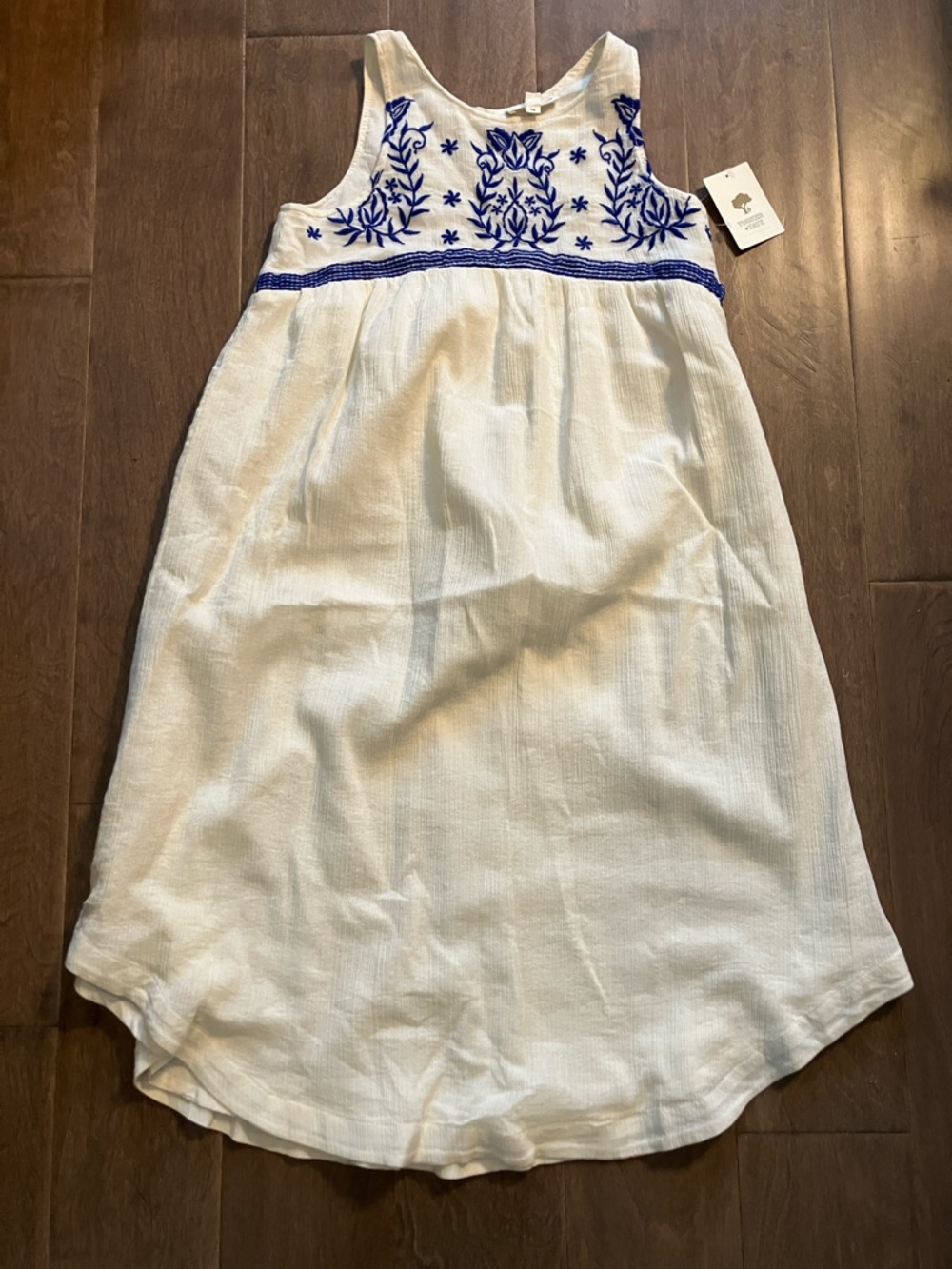NWT Tucker + Tate ivory Dress with Blue Embroidered Bodice cotton medium 8/10